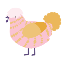 A rose and honey chicken with a bar pattern