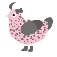 Cherry Milk, a rose and grey chicken with a speckle pattern