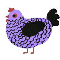 Gothicaw, a lilac and black chicken with a lace pattern