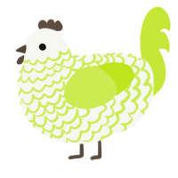 A white and lime chicken with a lace pattern