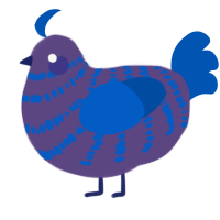 A overcast and ultramarine chicken with a bar pattern