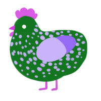 A leaf and lilac chicken with a speckle pattern
