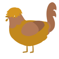 Teddy Grahams, a ochre and brown chicken with a head pattern