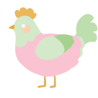 A rose and gluppy chicken with a head pattern