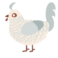 A cream and silver chicken with a lace pattern