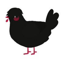 A black chicken with a lace pattern