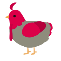 Kasane Teto, a ash and maroon chicken with a head pattern