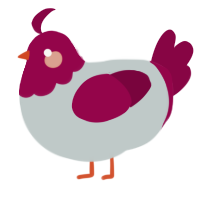 A silver and maroon chicken with a head pattern