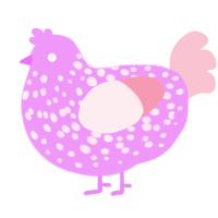 Raw, a lavender and rose chicken with a speckle pattern
