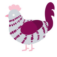 A mist and wine chicken with a bar pattern