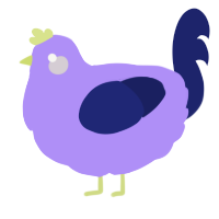 A lilac and navy chicken