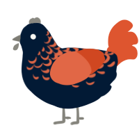 A tumblr and vermilion chicken with a half-lace pattern