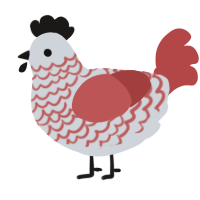 A mist and red chicken with a lace pattern