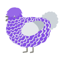 A blurple and mist chicken with a lace pattern