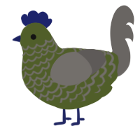 A olive and grey chicken with a lace pattern