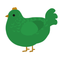 A viridian chicken with a half-lace pattern