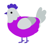 A amethyst and silver chicken with a head pattern