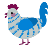 Moscato, a silver and sapphire chicken with a bar pattern