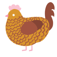 A orange and russet chicken with a lace pattern