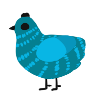 A sea and cerulean chicken with a bar pattern