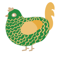 A viridian and honey chicken with a lace pattern