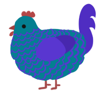 A sea and indigo chicken with a lace pattern