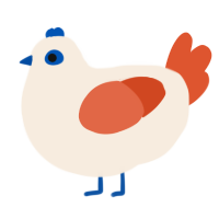 A cream and vermilion chicken