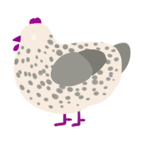 A cream and ash chicken with a speckle pattern