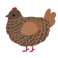 A bark and brown chicken with a lace pattern