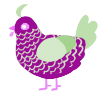 A plum and gluppy chicken with a lace pattern