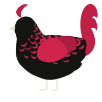 A black and crimson chicken with a half-lace pattern