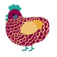 A maroon and honey chicken with a lace pattern