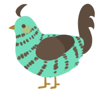 A mint and bark chicken with a bar pattern
