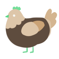 A bark and beige chicken with a head pattern