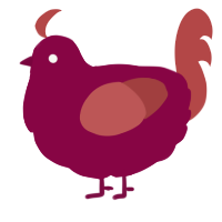 A maroon and red chicken