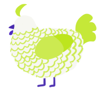 A white and lime chicken with a lace pattern