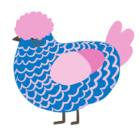 A sapphire and pink chicken with a lace pattern