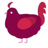 A maroon and crimson chicken