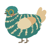 A sea and beige chicken with a bar pattern