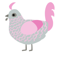 Meringue, a silver and pink chicken with a lace pattern