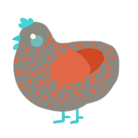 A ash and vermilion chicken with a speckle pattern