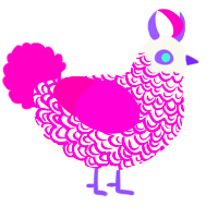 A white and fuchsia chicken with a double-lace pattern