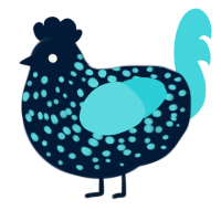A tumblr and aqua chicken with a speckle pattern