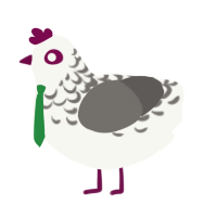 A white and grey chicken with a half-lace pattern