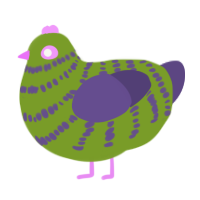 A chartreuse and overcast chicken with a bar pattern