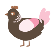 A bark and rose chicken with a neck-band pattern