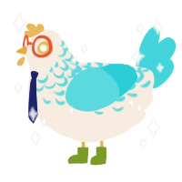 Soprano, a cream and aqua chicken with a half-lace pattern