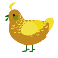 A ochre and yellow chicken with a half-lace pattern
