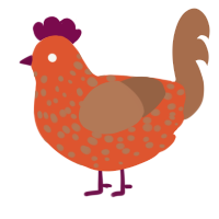 Chili Pepper, a vermilion and brown chicken with a speckle pattern