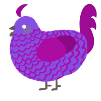 A blurple and plum chicken with a lace pattern